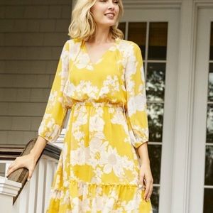 Beautiful Adrianna Papell yellow floral dress